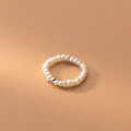 wholesale S925 Sterling Silver Pearl Stackable Ring, Light Luxury Niche Beaded Pearl Elastic Band Women's Ring J9610-0-4