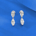 wholesale S925 Silver New Drop Marquise Double Stone Earrings Zircon Light Luxury Simple Fashion Live-0-1