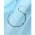 wholesale 925 Sterling Silver Double Layer Heart Ankle Chain Women's Korean Style Simple and Minimalist Summer Beach Foot Jewelry with a Premium Feel-0-0