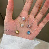 wholesale S925 Sterling Silver Korean Style Light Luxury Necklace with 8A Ice-Cut Zircon Inlay, Elegant and Sophisticated Fashion Collarbone Chain-DY190528-SW-WH 925 silver