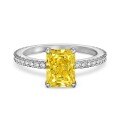 wholesale S925 Sterling Silver European and American Cross-Border Women's Ring, Small and Minimalist, Versatile Geometric Square Sugar Ice-Cut Yellow Zircon Ring-0-7