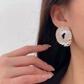 wholesale S925 Sterling Silver Geometric Textured Exaggerated Heavy Work Earrings for Women, Korean Dongdaemun Niche Ear Accessories-0-3