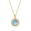 wholesale S925 Sterling Silver Japanese and Korean New Sky Blue Topaz Pendant Collarbone Chain Snowflake Necklace for Women Fashion OL One-Click Dropshipping-0-5