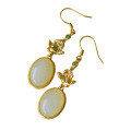 wholesale Sterling Silver with Certificate, Floral New Chinese Retro Style Jade Earrings, Minority Ethnic Style Hetian Jasper Ear Accessories Ear Drops-0-4