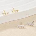 wholesale S925 Sterling Silver Cross-Border Exclusive Supply Temperament Niche Stud Earrings with Colored Zircon Bar Minimalist Earrings for Women Jewelry Wholesale-0-2