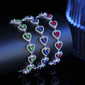 wholesale S925 Cross-Border Fashion Heart-Shaped Colorful Zircon Bracelet High-End Peach Heart Zircon Jewelry Wholesale Live Streaming Hot Selling-0-0