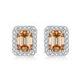 wholesale 925 Silver New 1 Carat VVS1 Colored Moissanite Emerald Cut Earrings Cross-Border Best Seller-0-1