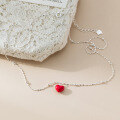 wholesale S925 Silver Nalan Fresh Sweet Ins Style Small Unique Design Exquisite Red Heart Light Bead Necklace Y02119-0-4