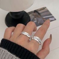 wholesale S925 Sterling Silver Minimalist Open Adjustable Letter Ring for Women, Korean Spring and Summer New Ins Trend Understated Band-English letter model (pure silver)