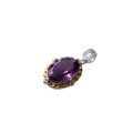 wholesale S925 Silver Inlaid Natural Amethyst Cabochon Pendant with Clean Crystal, Main Stone 10×14mm-0-4