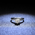 Sterling Silver D Color Moissanite Ring, 1 Carat Six-Prong Classic Style-0-1