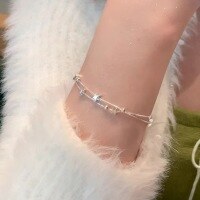 wholesale Metal S925 Silver New Style Double Layer Starry Sky Bracelet for Women, Minimalist Luxury Small Brand High-End Delicate Lucky Jewelry for Best Friend Girlfriend-xb1075-white gold