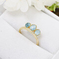 wholesale S925 Sterling Silver Gold-Plated Autumn New Japanese Light Luxury Limited Edition Vintage Blue Rose Cut Ring-0-3