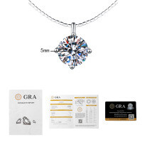 S925 Silver Moissanite Detachable Choker Necklace Wholesale-50-point round moissanite  925 silver + 40cm necklace