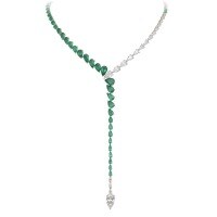 wholesale 925 Silver Gold-Plated Pendant Chain with High-Carbon Diamond, Emerald, and Pear-Shaped Advanced Jewelry for Women, Y-Necklace-Muzo Green 925 Silver