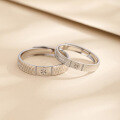 wholesale S925 Sterling Silver Diamond Pattern Couple Rings, Niche Design, Fashionable and Versatile High-End Matching Bands for Engraving, Valentine's Day Gift-0-1