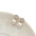 wholesale 925 Sterling Silver Fashionable High-End Sparkling Zircon Pearl Earrings for Women, French-Inspired Small Retro Luxurious Ear Accessories-0-4