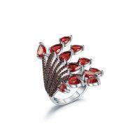 wholesale 925 Silver Designer Natural Garnet Ring Adjustable Opening, Unique Design Colored Gemstone Ring-Smoky Quartz Ring Adjustable opening