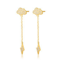 wholesale S925 Sterling Silver Micro-Pave Zirconia Cloud and Lightning Ear Studs Sweet Fashion Commute Minimalist Design Earrings-Gold 925 silver