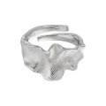 wholesale S925 Sterling Silver 841 Original Niche Design Ins Minimalist Simple Irregular Textured Wrinkle Fold Adjustable Open Ring for Women-0-4
