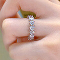 wholesale S925 Silver Sweetheart Shared Prong Ring with High-Carbon Diamonds, Stackable Ins-Style Ring for Women-0-0