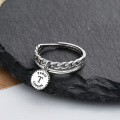 wholesale S925 Sterling Silver Woven Letter Pendant Charm Tassel Chain Ring Trendy Niche-0-3
