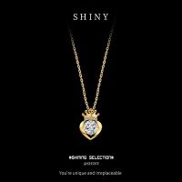 S925 Sterling Silver Crown Pendant Necklace with Moissanite-S925 sterling silver with gold accents and a 1-carat moissanite diamond.