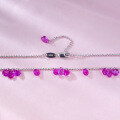 wholesale 925 Silver Irregular Teardrop Starry Sky Pink Crystal Necklace, Beaded Chain Collarbone Chain-0-4
