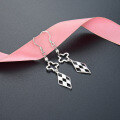 wholesale S925 Sterling Silver Heart Checkerboard Stud Earrings New Trendy High-end Niche Ear Cuffs Earrings for Women-0-1