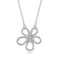 wholesale S925 Sterling Silver Five-Petal Flower Necklace for Women, Minimalist and Unique Style, Fresh and Elegant, Niche Sunflower Collarbone Chain-0-4