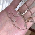 wholesale S925 Sterling Silver Jewelry, Sparkling Star Diamond Bead Round Pearl Necklace, Icy Four-Pointed Star Zircon Fringe Collarbone Chain-0-4