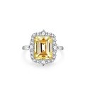 wholesale S925 Sterling Silver Yellow Diamond Ring for Women, Ice Cut Radiant Cut 8A Zircon Engagement Ring, Wedding Banquet European and American Cross-Border-0-8