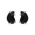 wholesale S925 Sterling Silver 730 New Chinese Style Niche Design Yin-Yang Teardrop Black Onyx Cat's Eye Earrings Unisex-0-5