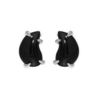 wholesale S925 Sterling Silver 730 New Chinese Style Niche Design Yin-Yang Teardrop Black Onyx Cat's Eye Earrings Unisex-Platinum [Black Onyx] &gt; 925 Silver