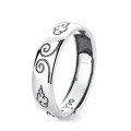 wholesale Sterling Silver Retro Antique Auspicious Clouds Tight Hoop Couple Rings, Ultimate Treasure National Tide Design Open Ring-0-5