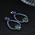 wholesale S925 Sterling Silver French Romantic Vintage Style Jewelry Set with Natural Crystal, Green Agate, and Topaz Earrings and Necklace-0-3