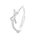 wholesale S925 Sterling Silver Minimalist Korean Style Cute Bow Adjustable Open Ring Trendy Design-0-4