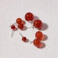 wholesale S925 sterling silver round red agate earrings, Korean-style fashionable, luxurious, ins-style, niche ear accessories M05326-0-0
