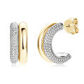 Sterling Silver C-Shaped Chain Semi-Hoop Moissanite Earrings-0-8