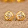 wholesale 18K Gold Plated 925 Silver Vintage-style Topaz Brushed Stud Earrings for Women-0-0
