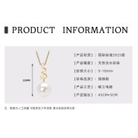 Metal Chain Freshwater Pearl Necklace with Hidden Pendant-Pearl necklace  925 silver