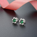 wholesale S925 Sterling Silver Rhinestone Floral Ear Studs, Korean-style Dainty Fresh and Elegant Women's Earrings-0-0