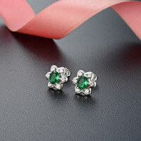 wholesale S925 Sterling Silver Rhinestone Floral Ear Studs, Korean-style Dainty Fresh and Elegant Women's Earrings-Stud Earrings with Plastic Earplugs 925 Silver