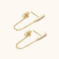 wholesale 925 Silver Korean Internet Celebrity Ins Style Chain Moissanite Earrings, Minimalist and Unique Design-0-2