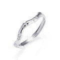 wholesale S925 Sterling Silver Minimalist Wave Bamboo Ring for Women, Small Batch Design, High-End Sense, Luxuriously Versatile Personality Index Finger Ring-0-4