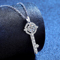 S925 Sterling Silver Moissanite Cross-Border Necklace, 1ct Twilight Key Pendant Wholesale-0-0