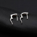 wholesale S925 Silver Natural Garnet Blue Sapphire Earrings Light Luxury Fashion Personalized Design Gemstone Stud Earrings-0-3