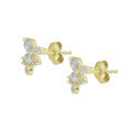 wholesale 9K Gold Japanese Fresh Academic Style Floral Zircon Stud Earrings-0-1