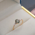 wholesale 925 Silver Gold Plated with Zirconia, Trendy Green Lucky Quartz Ring for Women, Christmas Gift-0-1