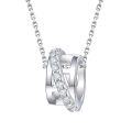 wholesale S925 Sterling Silver Three-Ring Set with Hoop Earrings and Pendant Necklace, Premium European and American Style Fine Jewelry Trio-0-7
